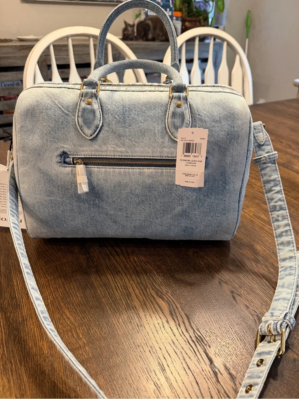 Coach Light Denim Satchel with Pink Heart Charm